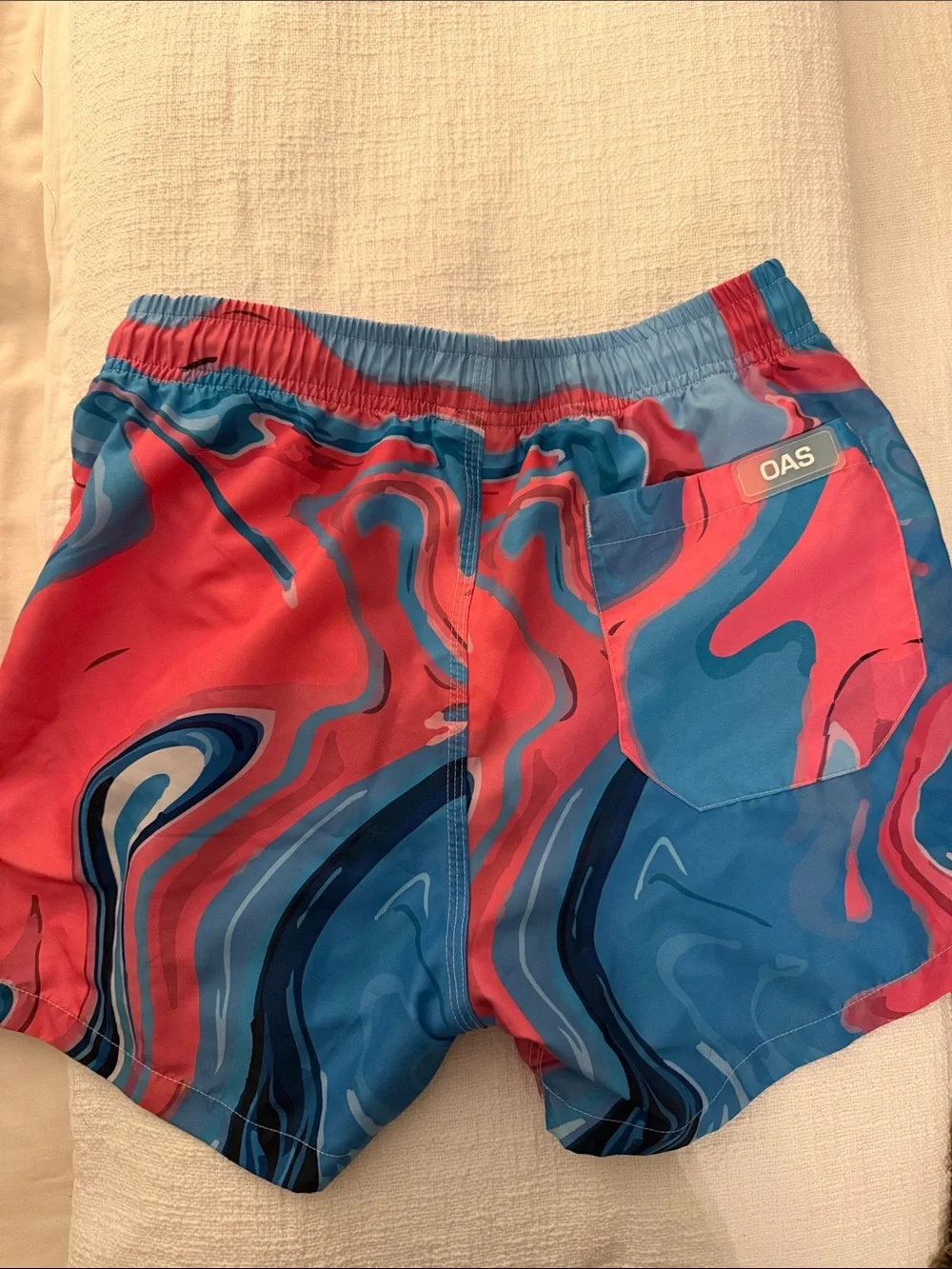OAS Men's Pink & Blue Swirl Swim Trunks